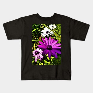 purple white flowers Kids T-Shirt